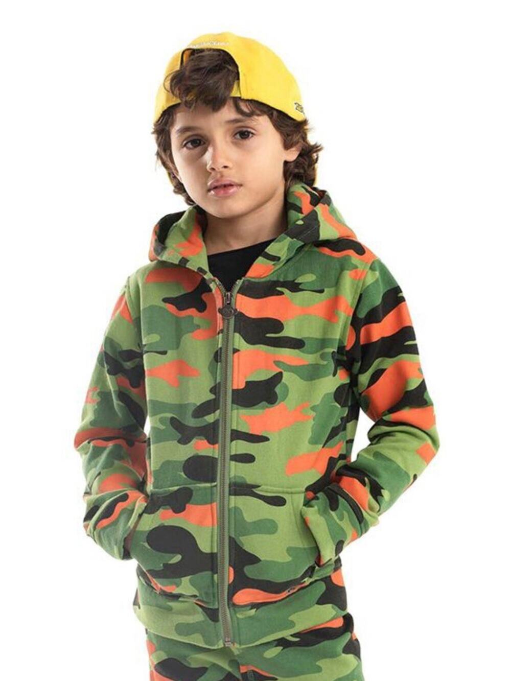 APPAMAN Boy’s Sweatshirt Zip Up Hoodie Camouflage Green Size 4